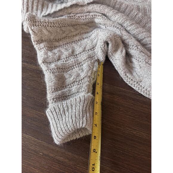 Mohair Cardigan Womens Large Gray Gold Metallic Cable Knit Shrug Sweater Express - Picture 10 of 10